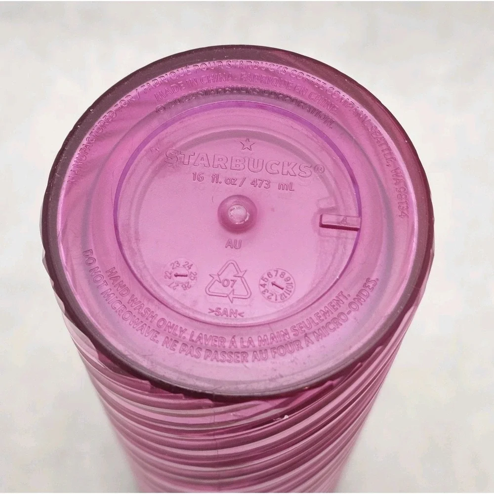 Starbucks 2022 Christmas Holiday Sangria Pink Spiral Textured Tumbler 16oz Cup